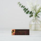 Gothic Half Skull Face Red Green Tattoo Shop Mini Visitekaartje (Staand voorkant)