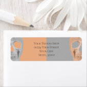 Gothic Half Skull Face Tan Grey Tattoo Shop Etiket (Insitu)