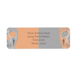 Gothic Half Skull Face Tan Grey Tattoo Shop Etiket