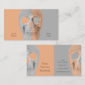 Gothic Half Skull Face Tan Grey Tattoo Shop Visitekaartje (Voorkant / Achterkant)