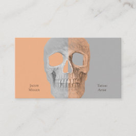 Gothic Half Skull Face Tan Grey Tattoo Shop Visitekaartje