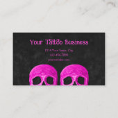 Gothic Half Skull Girly Roze Zwart Tattoo Shop Visitekaartje (Achterkant)