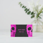 Gothic Half Skull Girly Roze Zwart Tattoo Shop Visitekaartje (Staand voorkant)