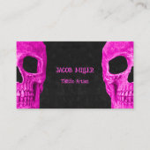 Gothic Half Skull Girly Roze Zwart Tattoo Shop Visitekaartje (Voorkant)