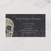 Gothic Half Skull Grey Beige Tattoo Artist Visitekaartje (Achterkant)