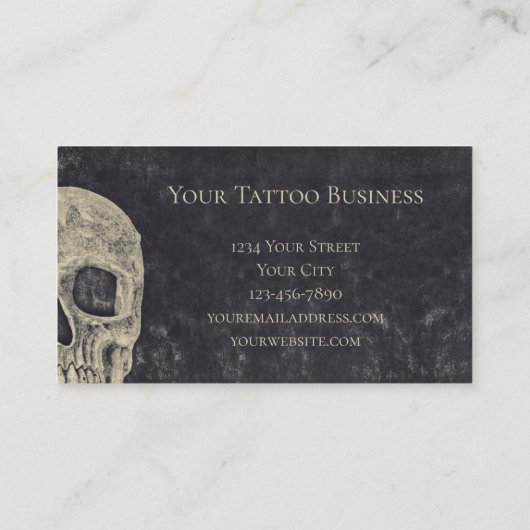Gothic Half Skull Grey Beige Tattoo Artist Visitekaartje (Achterkant)