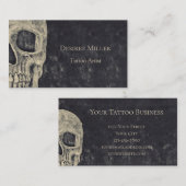 Gothic Half Skull Grey Beige Tattoo Artist Visitekaartje (Voorkant / Achterkant)