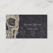 Gothic Half Skull Grey Beige Tattoo Artist Visitekaartje (Voorkant)