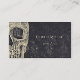 Gothic Half Skull Grey Beige Tattoo Artist Visitekaartje