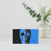 Gothic Half Skull Head Black Blue Tattoo Shop Visitekaartje (Staand voorkant)