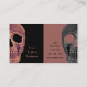 Gothic Half Skull Head Black Brown Tattoo Shop Visitekaartje (Achterkant)