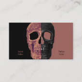 Gothic Half Skull Head Black Brown Tattoo Shop Visitekaartje (Voorkant)