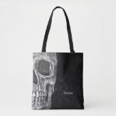 Gothic Half Skull Head Black en White Cool Grunge Tote Bag (Voorkant)