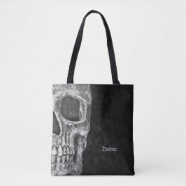 Gothic Half Skull Head Black en White Cool Grunge Tote Bag