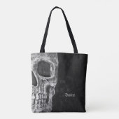 Gothic Half Skull Head Black en White Cool Grunge Tote Bag (Achterkant)