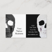 Gothic Half Skull Head Black en White Tattoo Shop Visitekaartje (Achterkant)