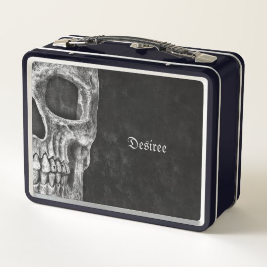 Gothic Half Skull Head Cool Black and White Grunge (Achterkant)