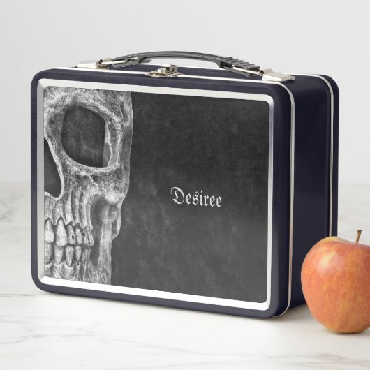 Gothic Half Skull Head Cool Black and White Grunge (In situ)