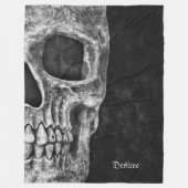 Gothic Half Skull Head Cool Black and White Grunge Fleece Deken (Voorkant)