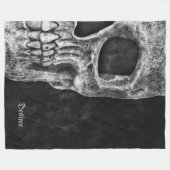Gothic Half Skull Head Cool Black and White Grunge Fleece Deken (Voorkant (Horizontaal))