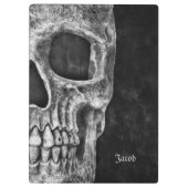 Gothic Half Skull Head Cool Black and White Grunge Klembord (Achterkant)