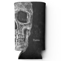 Gothic Half Skull Head Cool Black and White Grunge