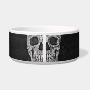 Gothic Half Skull Head Cool Black and White Grunge Voerbakje