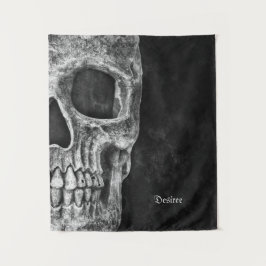 Gothic Half Skull Head Cool Black and White Grunge Wandkleed