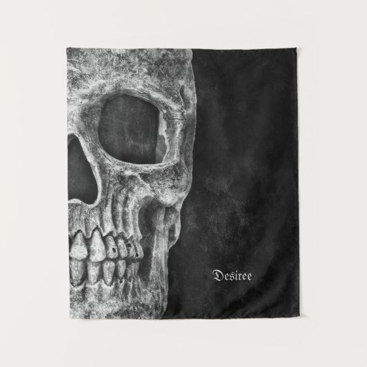 Gothic Half Skull Head Cool Black and White Grunge Wandkleed (Voorkant)