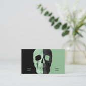Gothic Half Skull Head Green Black Tattoo Shop Visitekaartje (Staand voorkant)