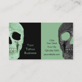 Gothic Half Skull Head Green Black Tattoo Shop Visitekaartje (Achterkant)
