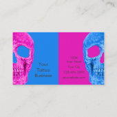 Gothic Half Skull Head Neon Blue Pink Tattoo Shop Visitekaartje (Achterkant)
