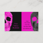 Gothic Half Skull Head roze Black Tattoo Shop Visitekaartje (Achterkant)