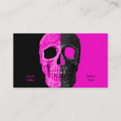 Gothic Half Skull Head roze Black Tattoo Shop Visitekaartje (Voorkant)