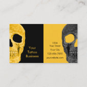 Gothic Half Skull Head Yellow Black Tattoo Shop Visitekaartje (Achterkant)