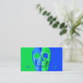 Gothic Half Skull Neon Green Blue Tattoo Shop Visitekaartje (Staand voorkant)