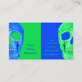 Gothic Half Skull Neon Green Blue Tattoo Shop Visitekaartje (Achterkant)