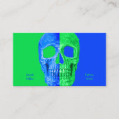 Gothic Half Skull Neon Green Blue Tattoo Shop Visitekaartje (Voorkant)