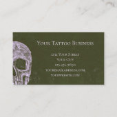 Gothic Half Skull Olive Green Grunge Tattoo Artist Visitekaartje (Achterkant)
