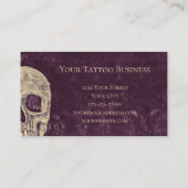 Gothic Half Skull Paars Beige Tattoo Artist Visitekaartje (Achterkant)