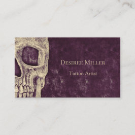 Gothic Half Skull Paars Beige Tattoo Artist Visitekaartje
