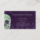 Gothic Half Skull Paars Green Tattoo Artist Visitekaartje (Achterkant)