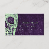 Gothic Half Skull Paars Green Tattoo Artist Visitekaartje (Voorkant)