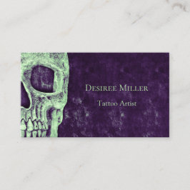 Gothic Half Skull Paars Green Tattoo Artist Visitekaartje