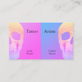 Gothic Half Skull Pink Blue Paars Tattoo Shop Bus Visitekaartje (Achterkant)