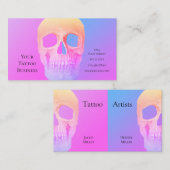 Gothic Half Skull Pink Blue Paars Tattoo Shop Bus Visitekaartje (Voorkant / Achterkant)