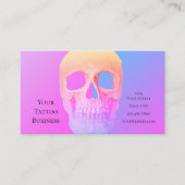 Gothic Half Skull Pink Blue Paars Tattoo Shop Bus Visitekaartje (Voorkant)