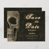 Gothic Half Skull Sepia Budget Save The Date (Voorkant / Achterkant)