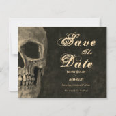 Gothic Half Skull Sepia Budget Save The Date (Voorkant)