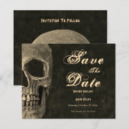 Gothic Half Skull Sepia Budget Save The Date